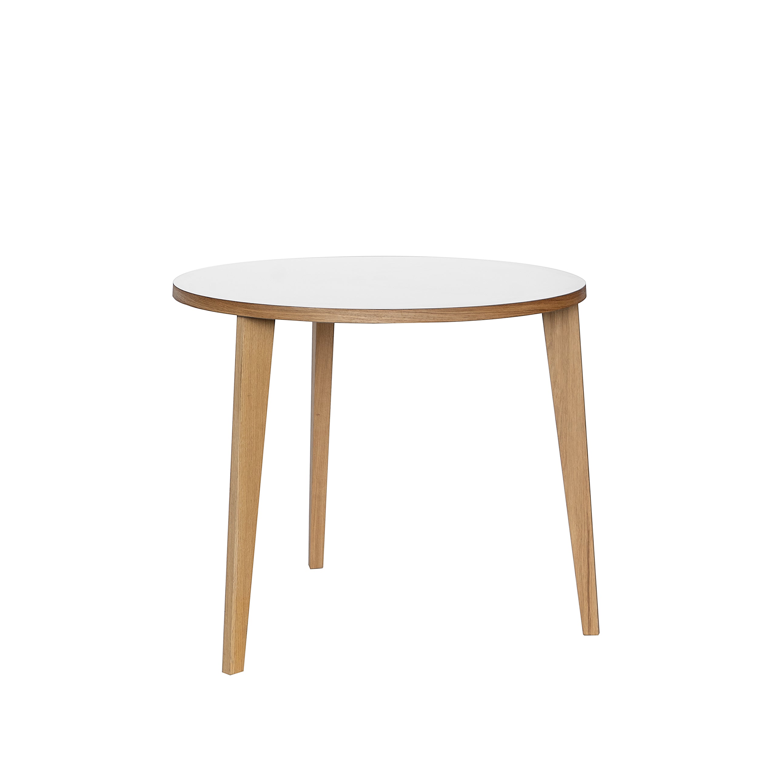 MINT Furniture, Eettafel S, D90 cm, H75 cm, eiken, wit laminaat