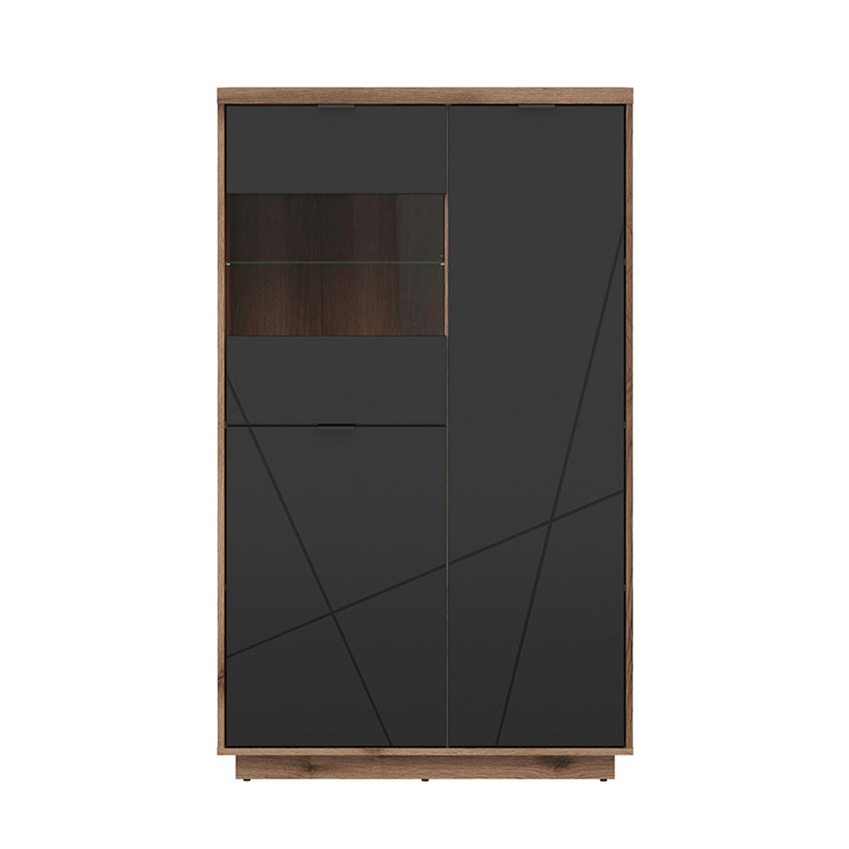 - Vitrine 3 portes noire et naturelle