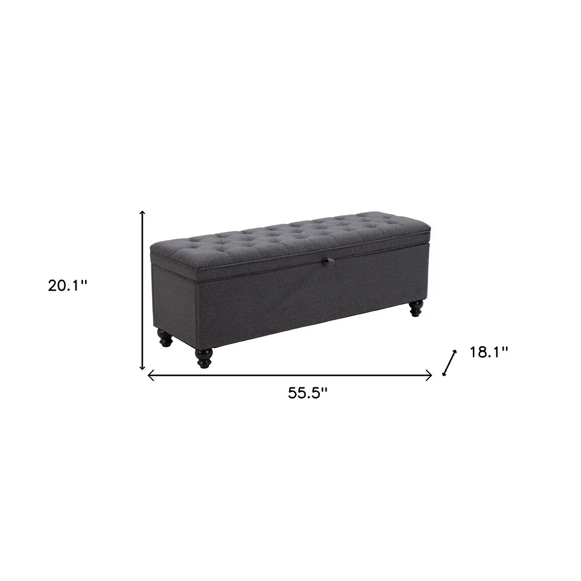 HomeRoots 56 Gray and Black Tufted Boucle Upholstered Storage Bench with Flip Top - 55.5' X '20.1' X '18.1
