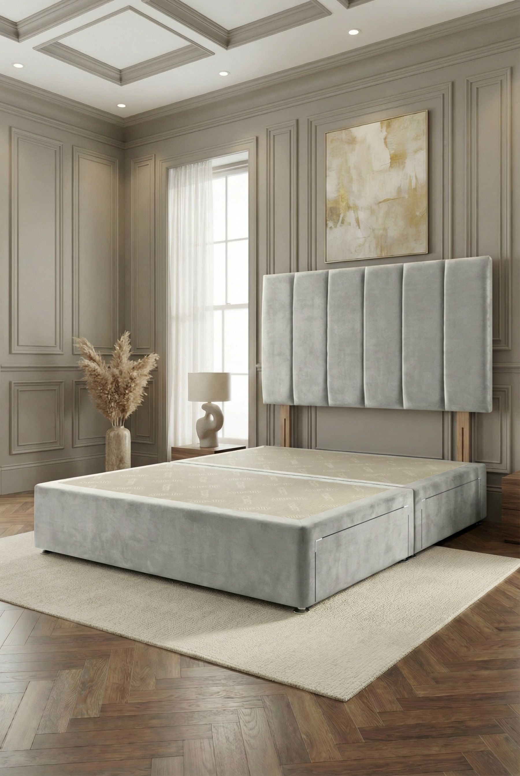 Somnior Austin Divan Bed with 2 Storage Drawers and Headboard Velvet