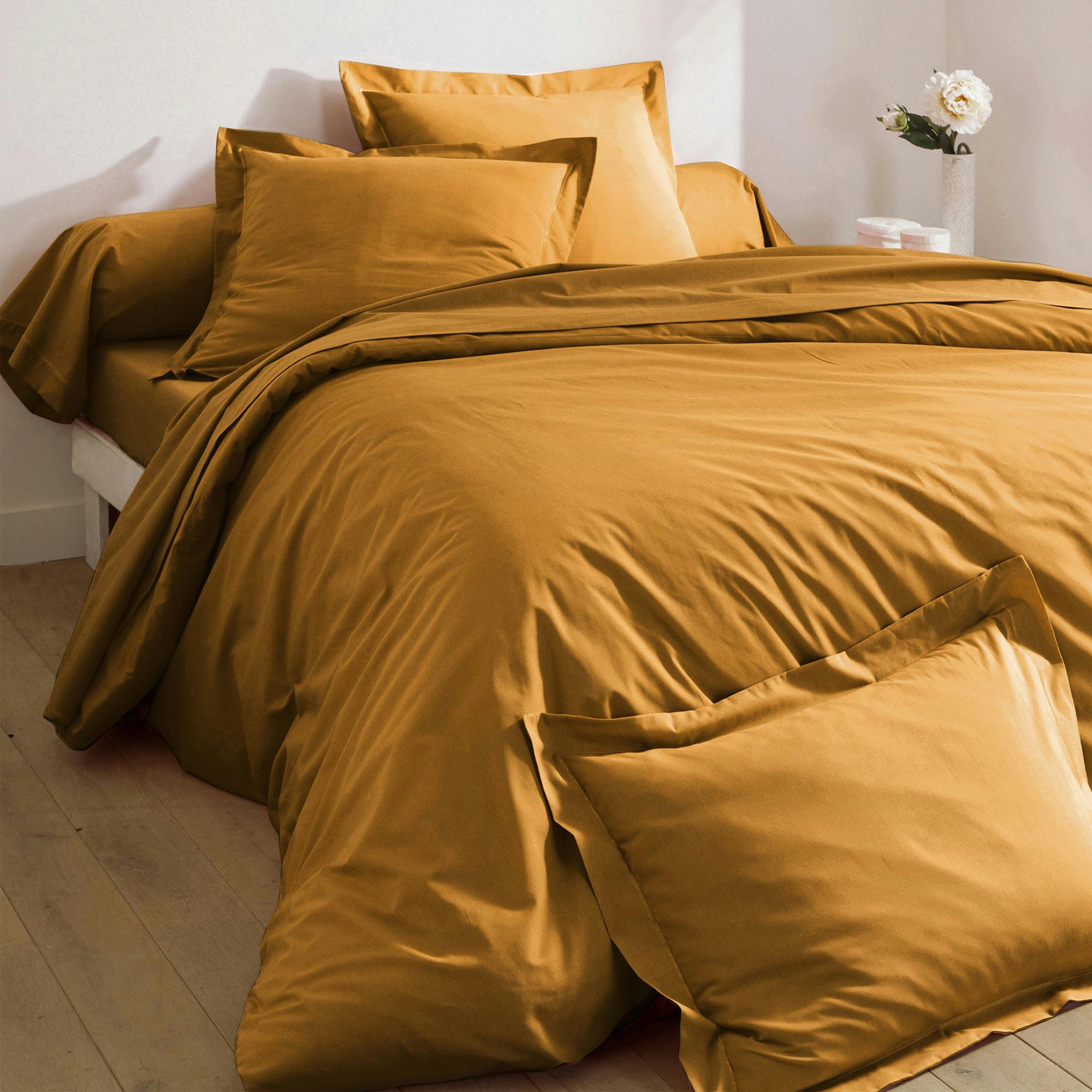 PERCALE 2015 - Housse de couette 200x200 marron bronze en coton