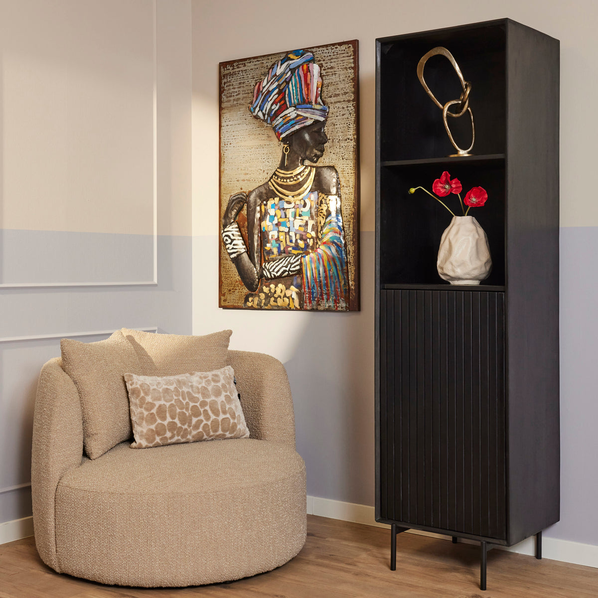 Starfurn boekenkast Madison - zwart - 45x55x200cm
