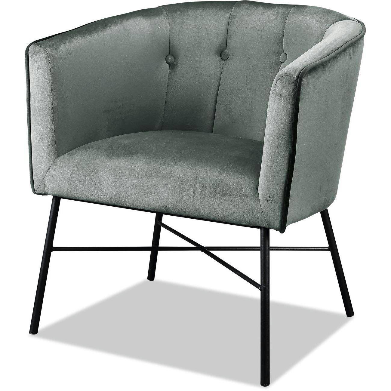RALPH - Fauteuil assise velours gris pieds métal