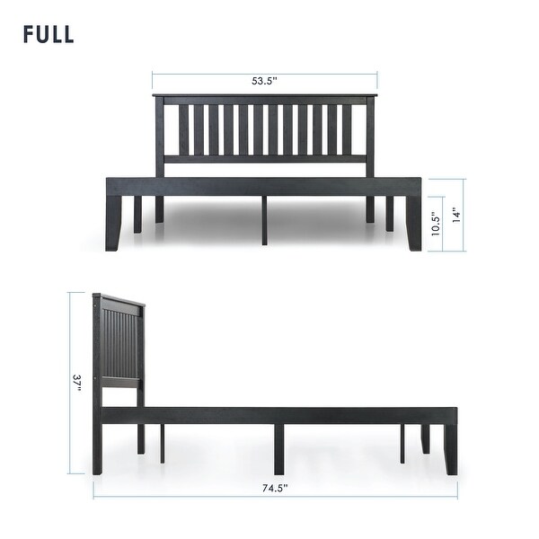 Solid Wood Platform Bed with Paneled Headboard Multiple Colors