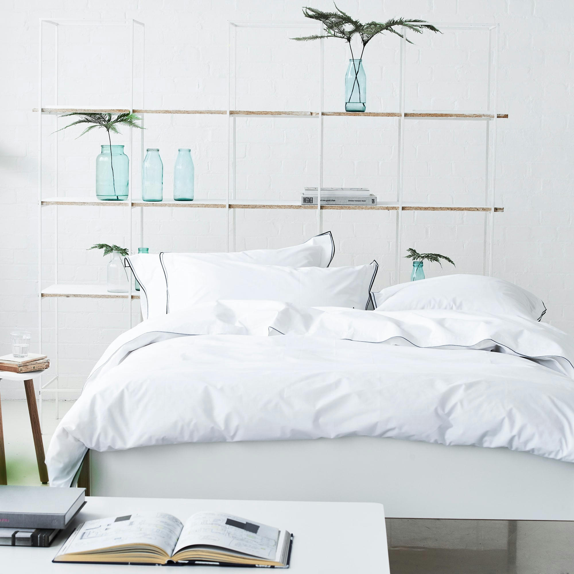 ASTOR - Housse de couette unie en coton graphite 260x240