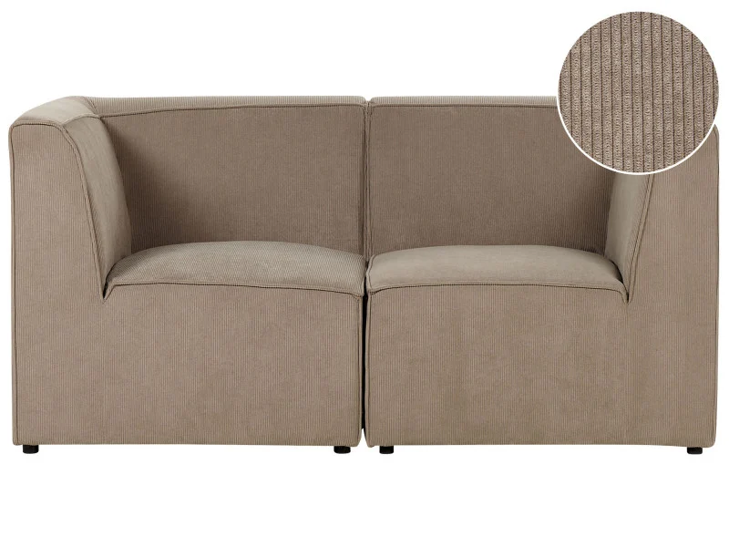 Sofa modułowa 2-osobowa sztruks beżowoszara