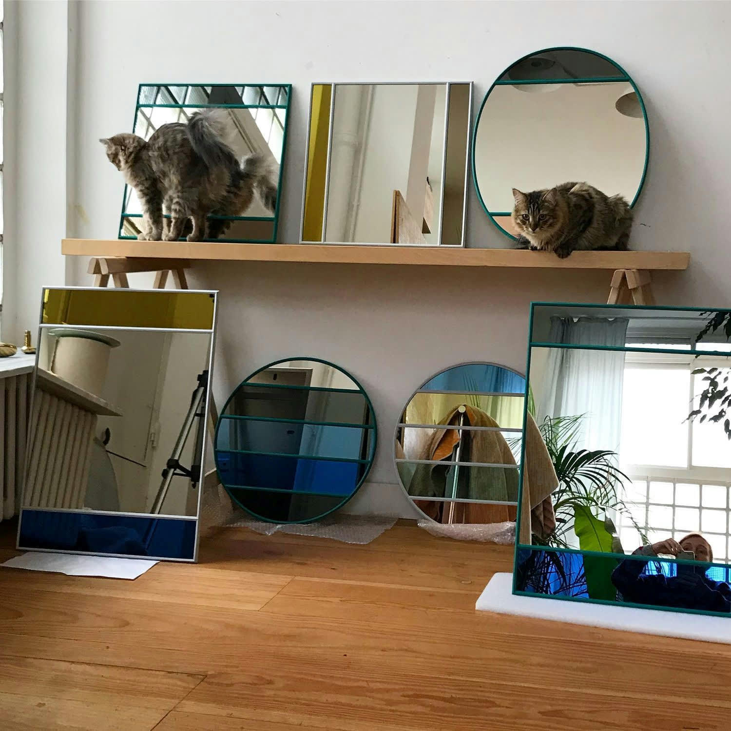 VITRAIL - Miroir vitrail carré vert 50x50cm