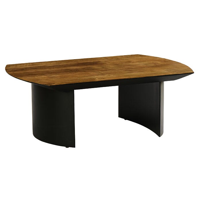 Table basse teck recyclé pieds arrondis noirs TRANI