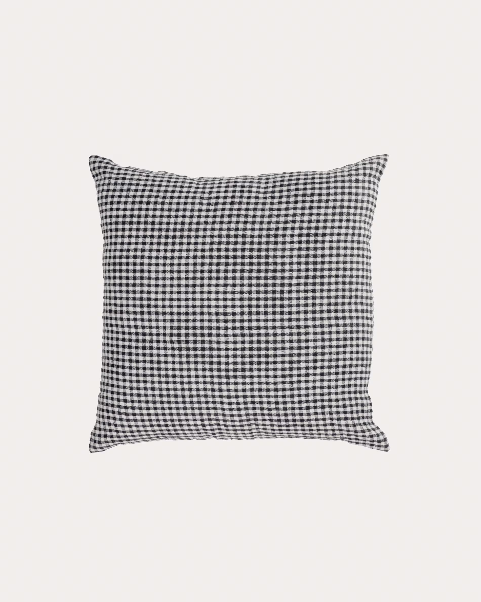 Funda cojín Hilaria 100% lino cuadros blanco y negro 45 x 45 cm