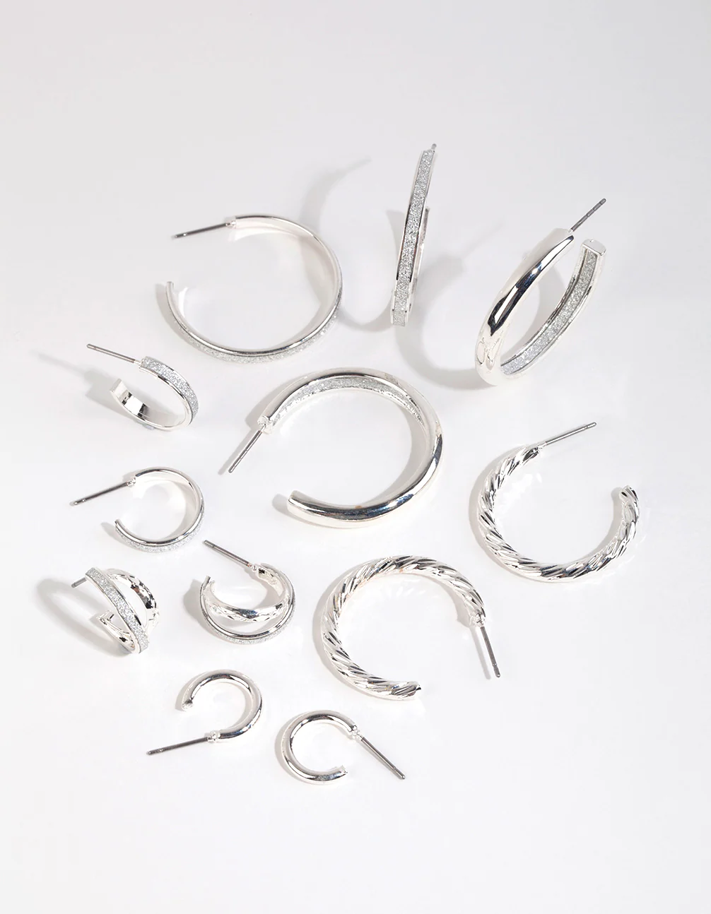 Silver Glitter Paper Earring 6-Pack