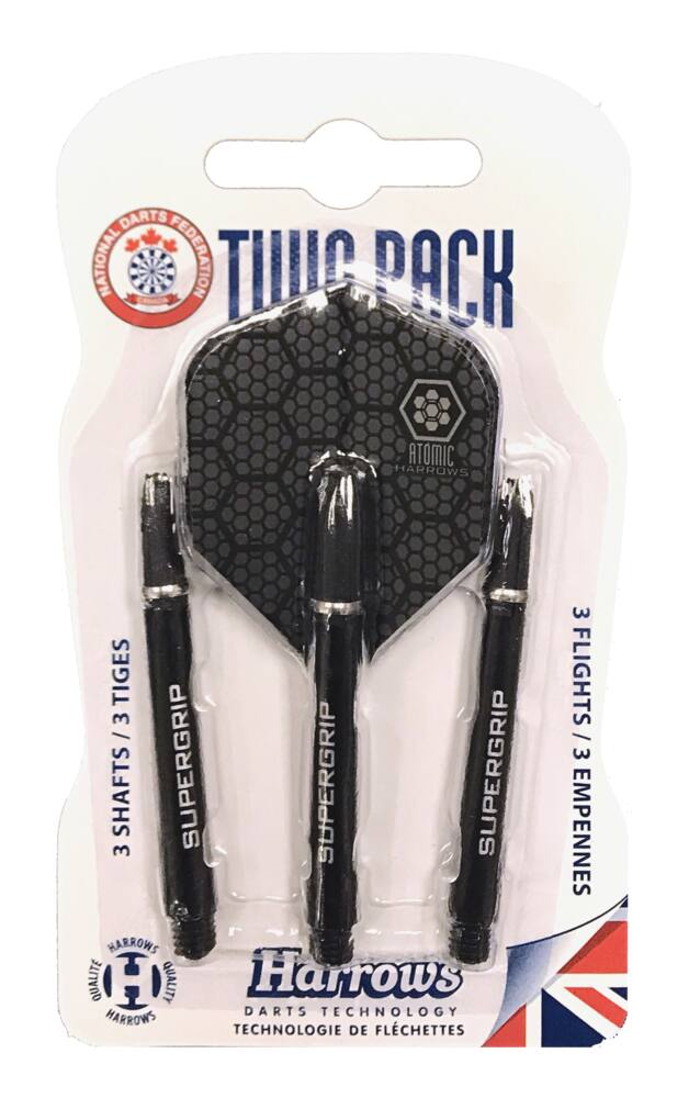 Harrows NFDC Super Grip Dart Shafts & Atomic Flights Twin Pack, 6-pc