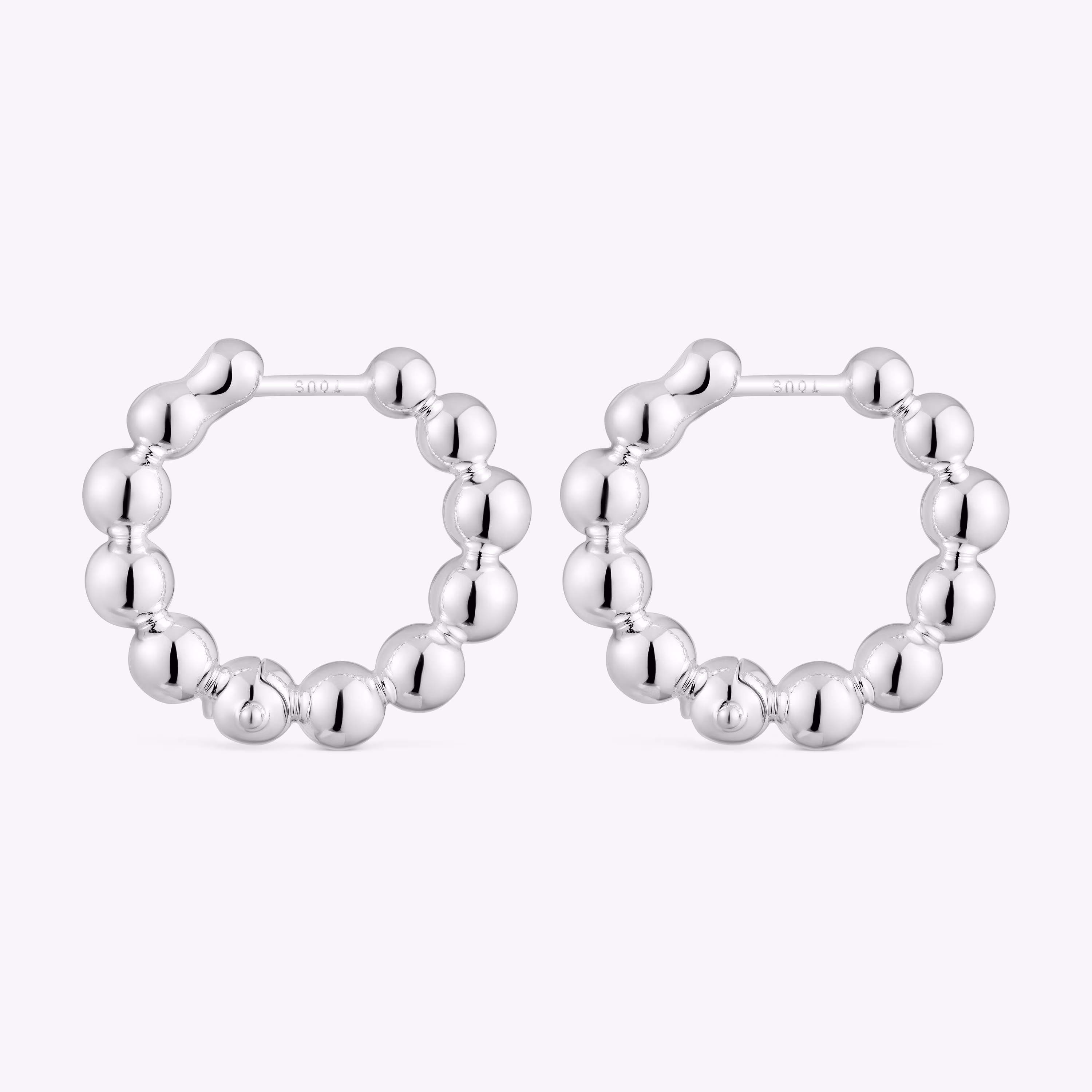 Pendientes de aro pequeños con detalles de plata 15 mm Gloss