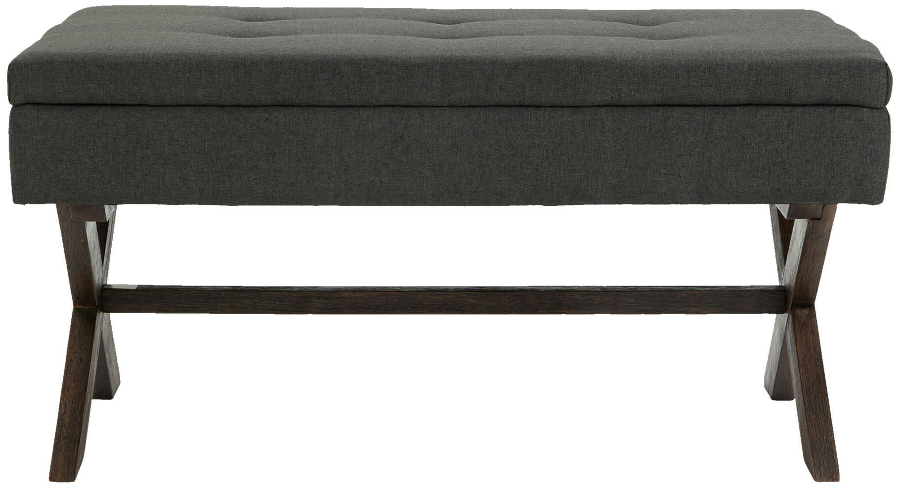 NAMARO - Banquette avec pieds en bois assise en tissu Gris foncé