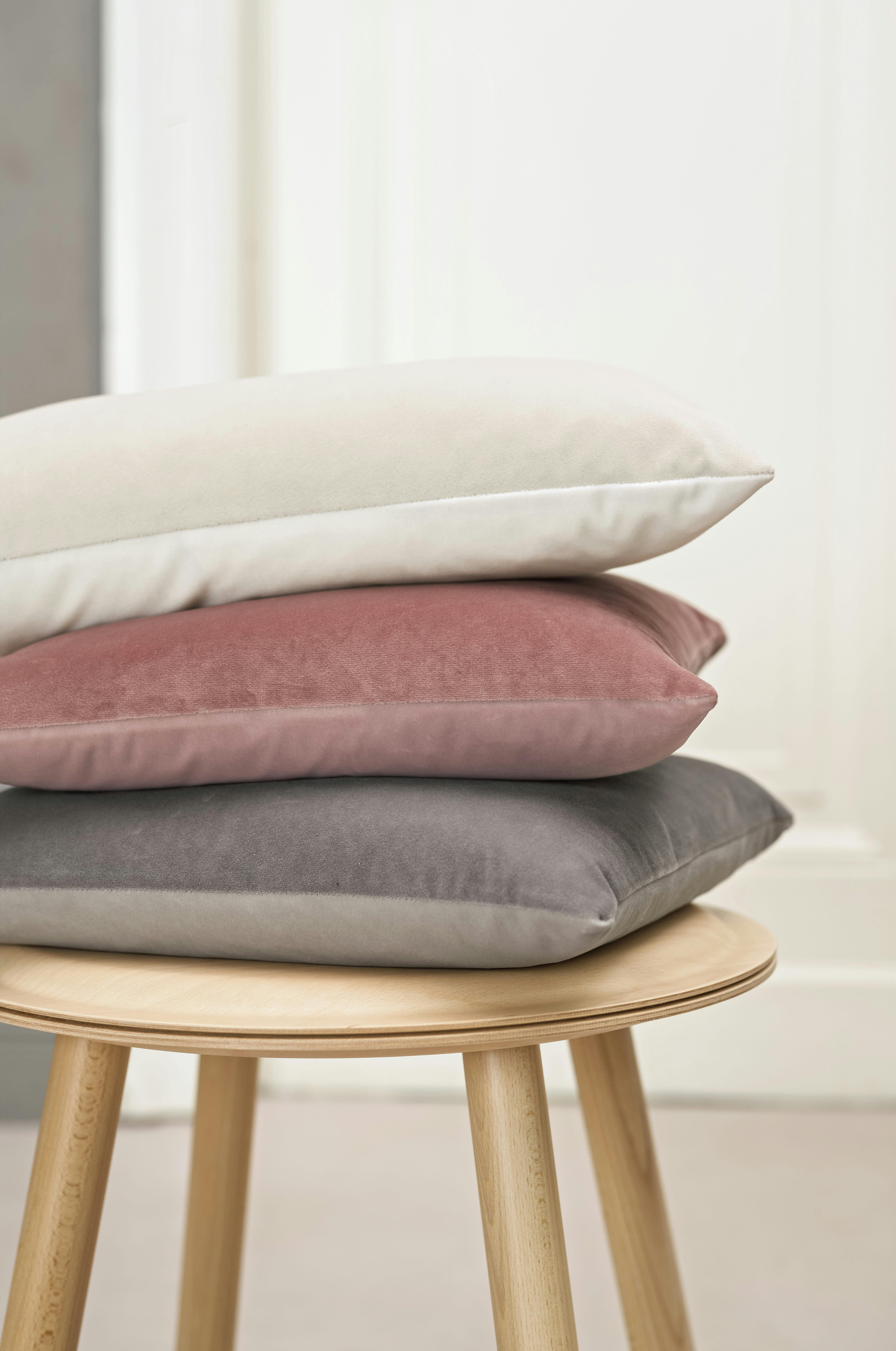 SAMT UNI - Housses de coussin velours bicolore gris- Lot de 2- 40x40