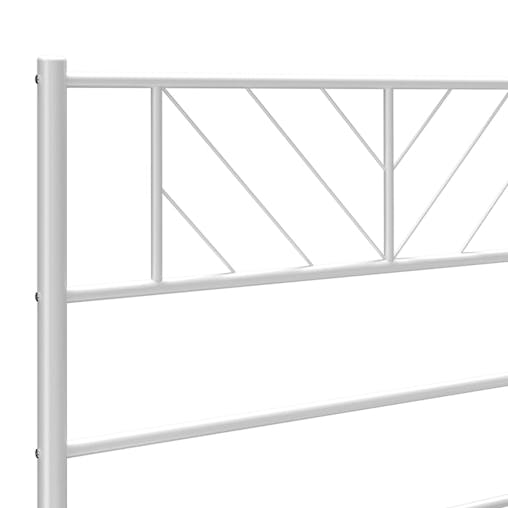NNEVL Metal Bed Frame with Headboard White 107x203 cm