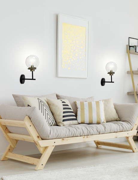 Lampa kinkiet LENS czarny patynowy matowy 1x40w e14 klosz bezbarwny