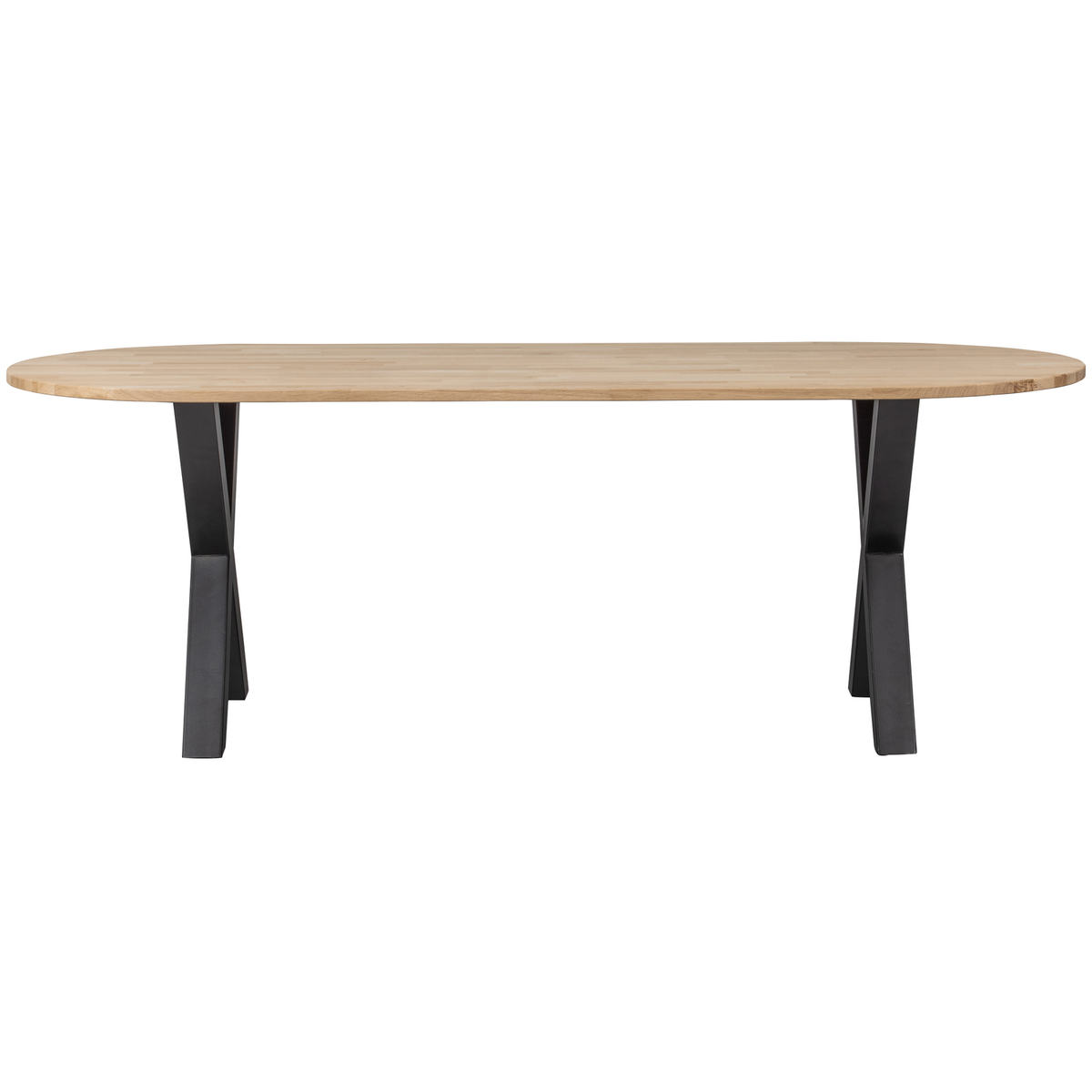 WOOOD tafel ovaal met alkmaar poot Tablo - Eiken/Metaal - 75x220x90