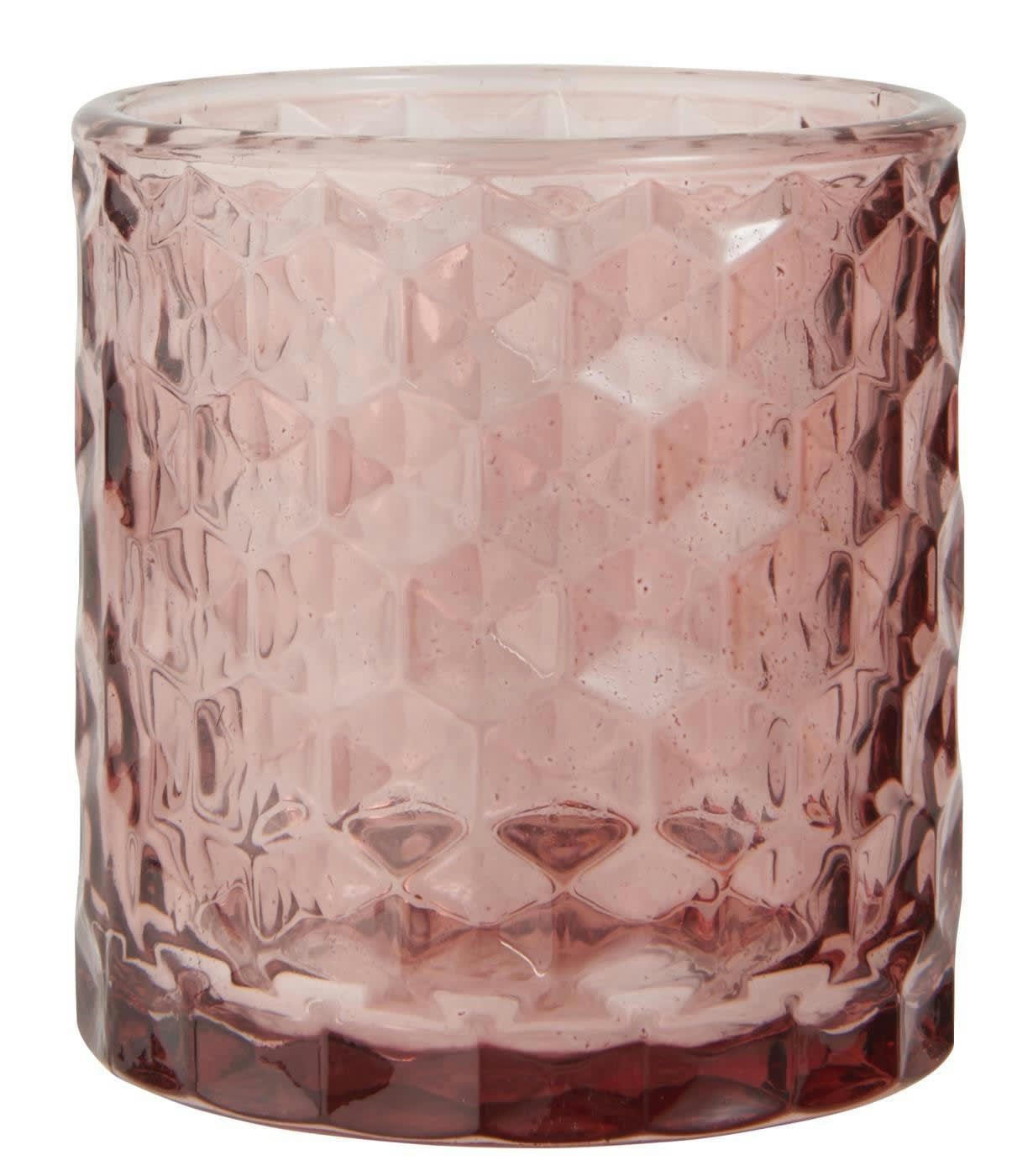 - Bougeoir Verre Rose 7X7
