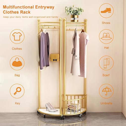 NNETM Clothes Rack with Wheels & Storage