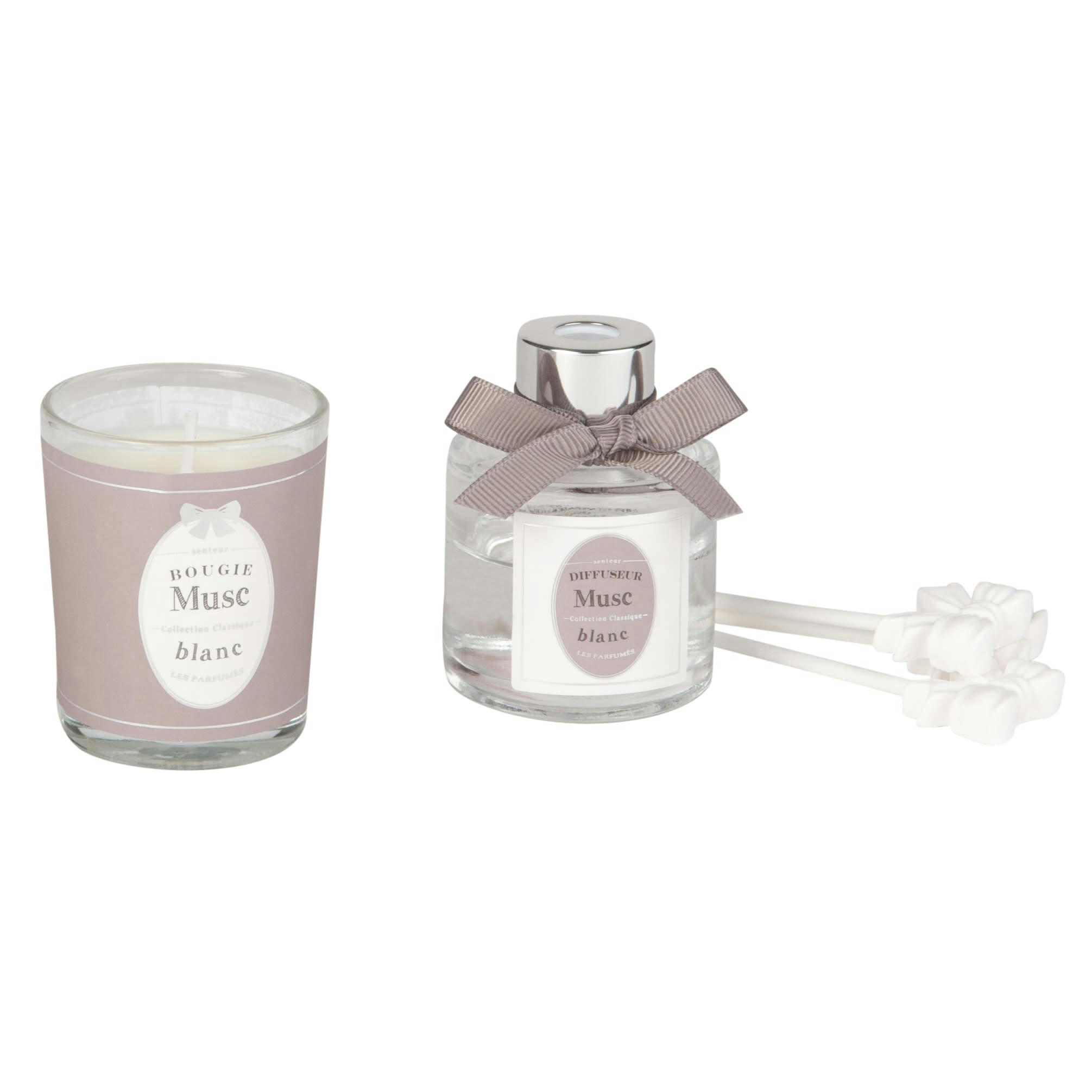 MEDAILLON - Coffret bougie parfumée 50g et diffuseur de parfum musc 30 ML