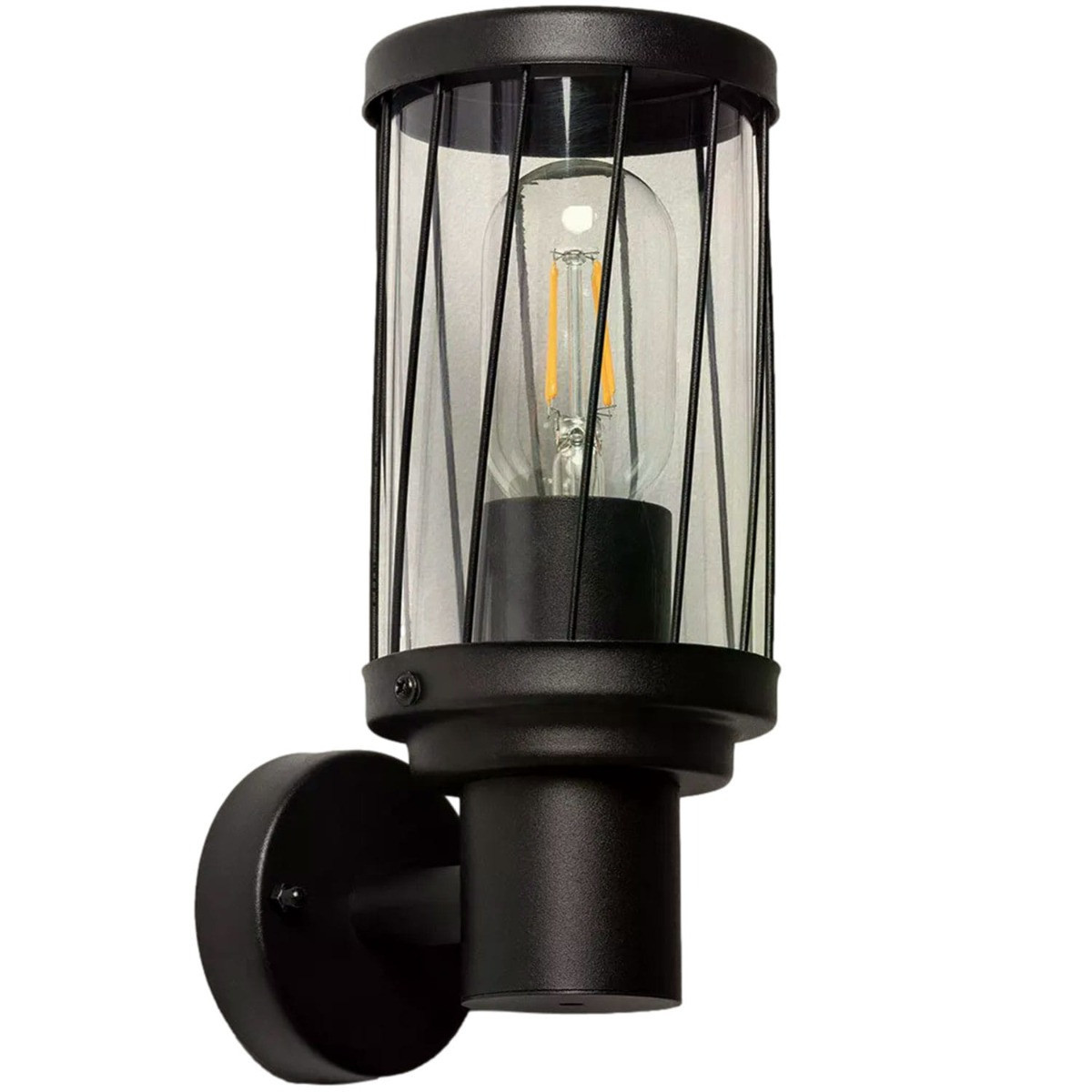 Kinkiet zewnętrznyczarno-przezroczysty Francesco 1xE27x40W IP44 Abruzzo