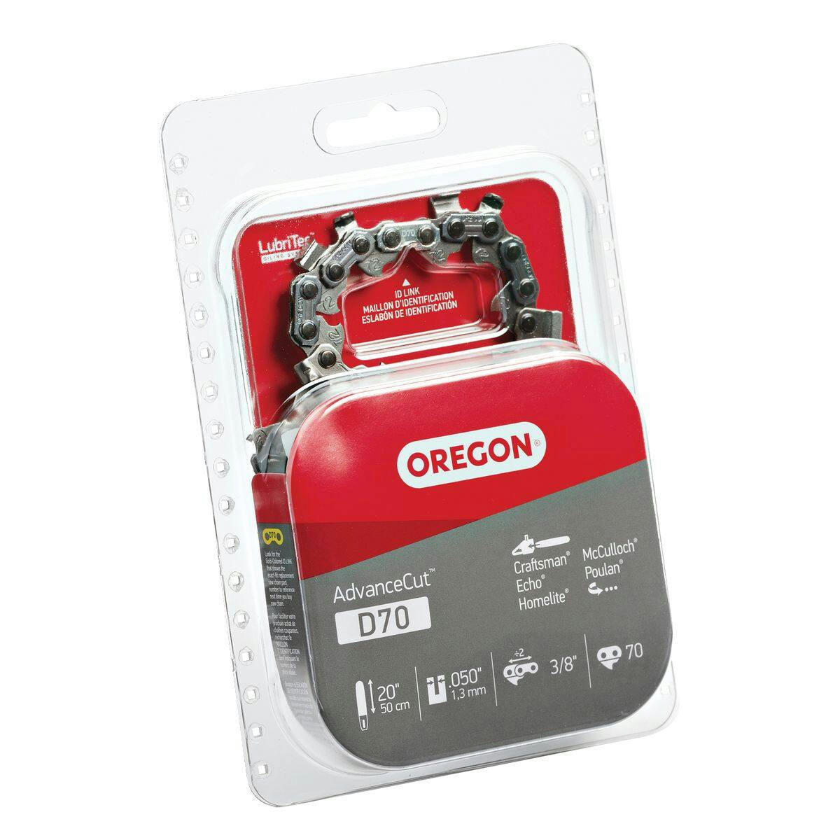 Oregon D70 AdvanceCut Replacement Chainsaw Chain, Fits Various Brands & Models, 20-in