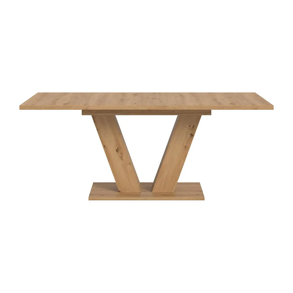 Hioshop Motion eetkamertafel V-poot 90x150/190cm incl 1 verlengblad eik decor