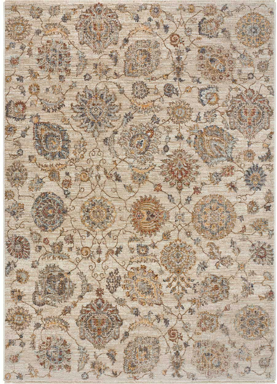 SAMARKAND - Tapis vintage avec finition frangée en couleurs terreuses, 133X190 cm