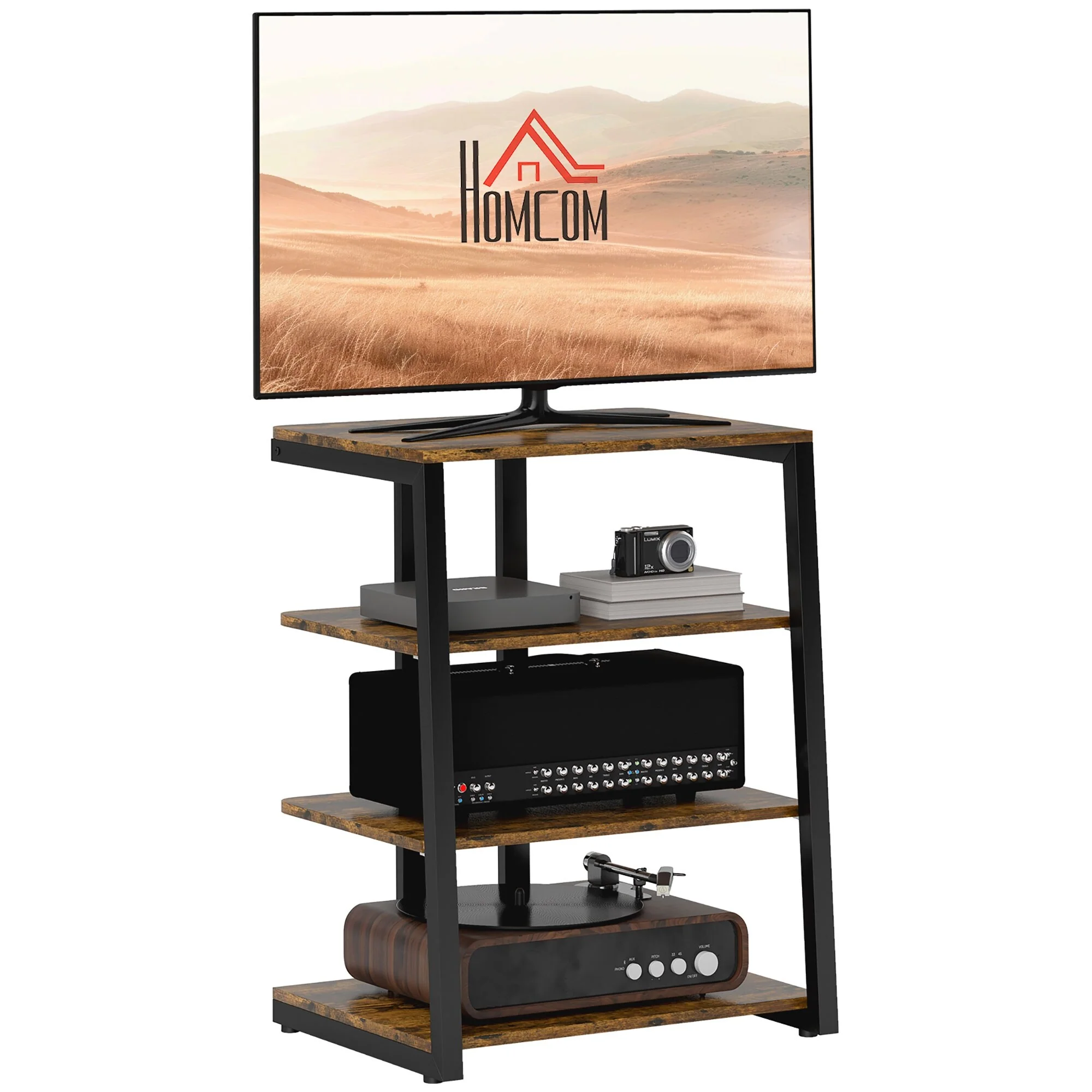 Compact TV Stand with Adjustable Shelves and Cable Management for Small Spaces,Modern Entertainment Center