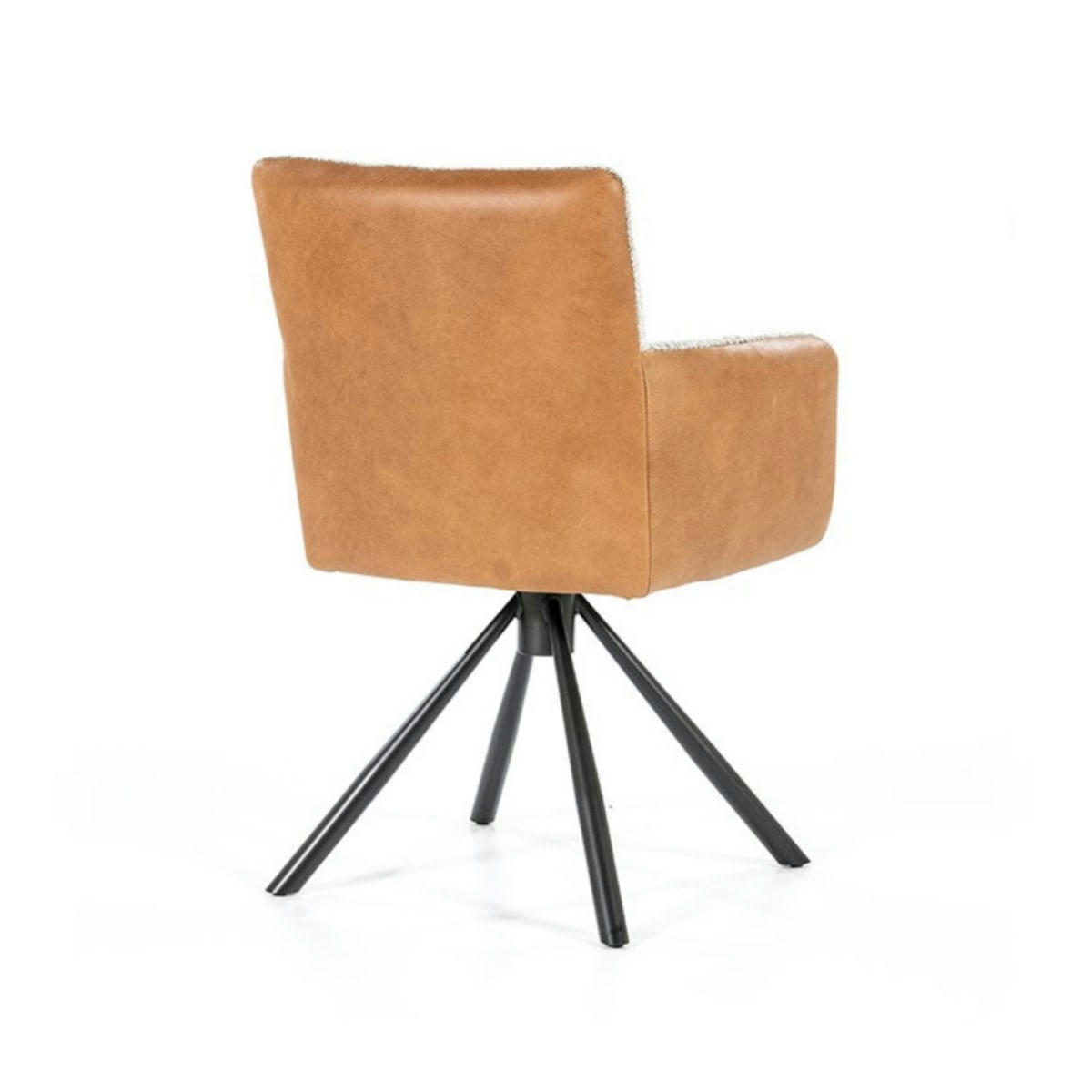 DILIS - Chaise avec accoudoirs en simi et tissu bouclé orange