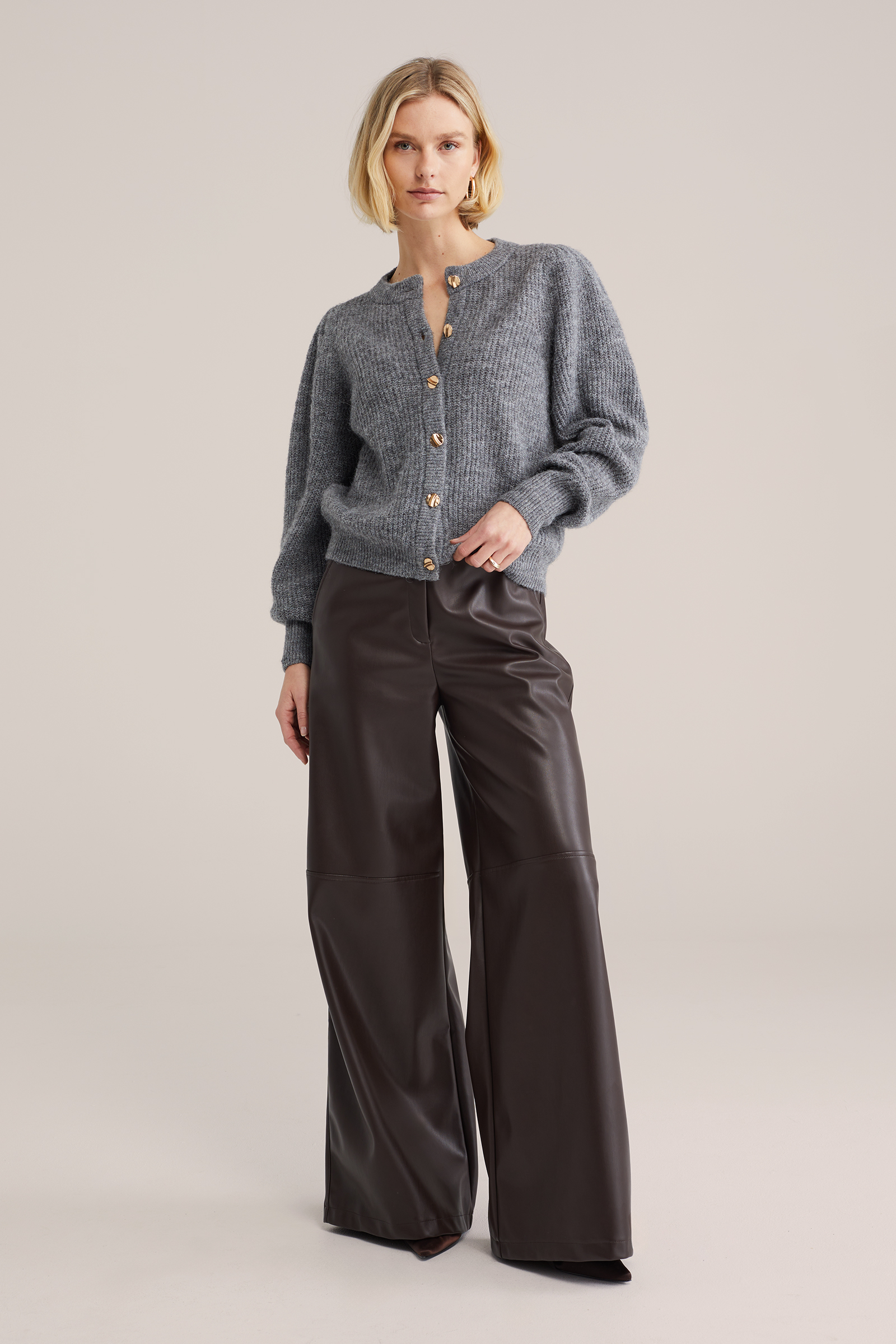 Dames vest van wolmix met gouden knopen