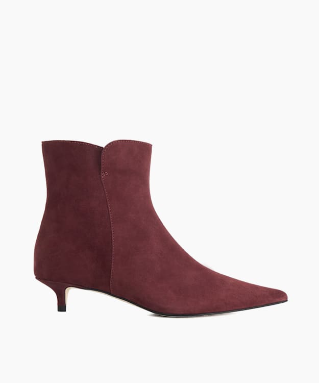 Ohlove Burgundy - Suede Kitten-Heel Ankle Boots