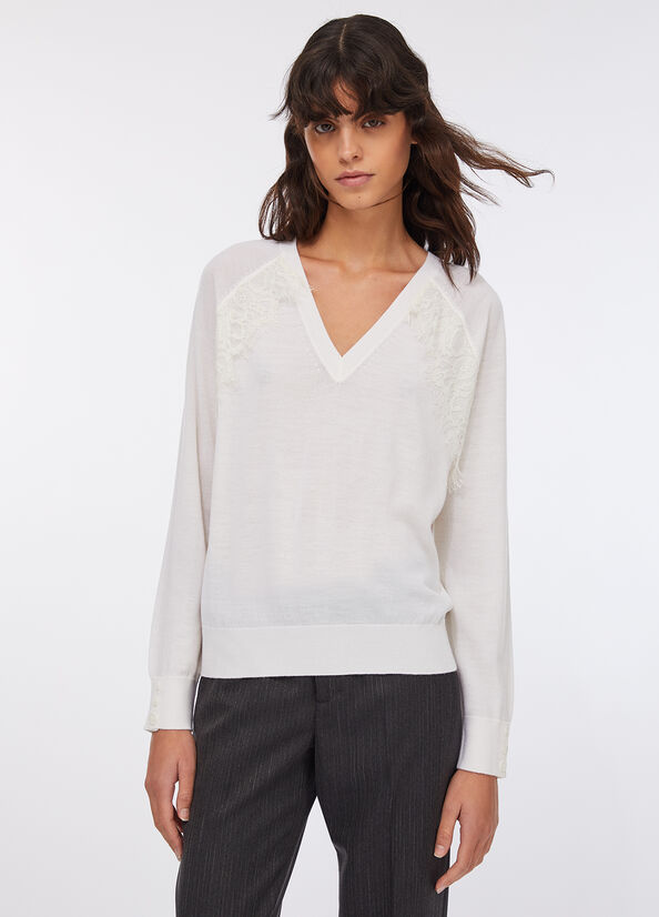 Maglia in lana con pizzo