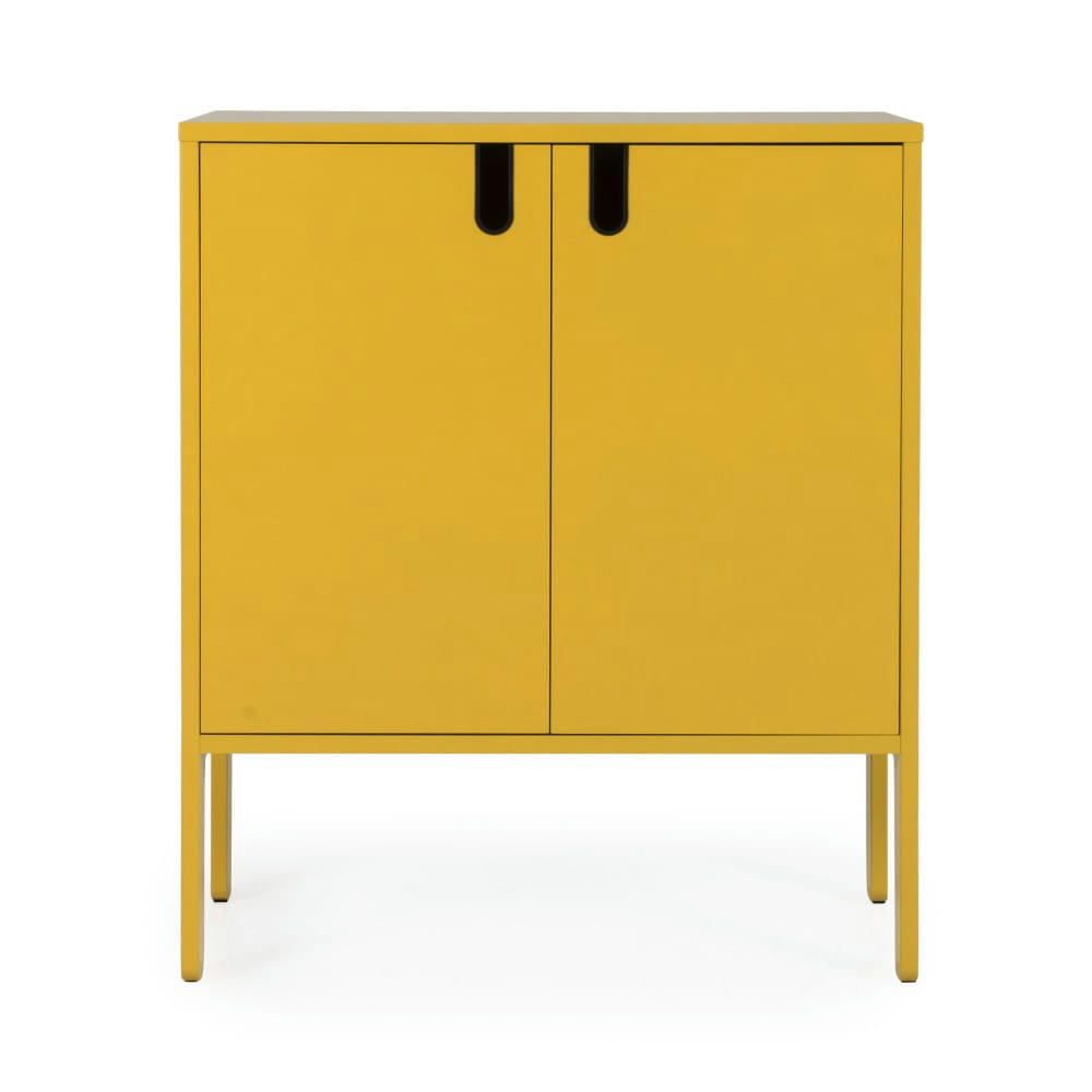UNO - Petit buffet en bois 2 portes L80cm jaune moutarde