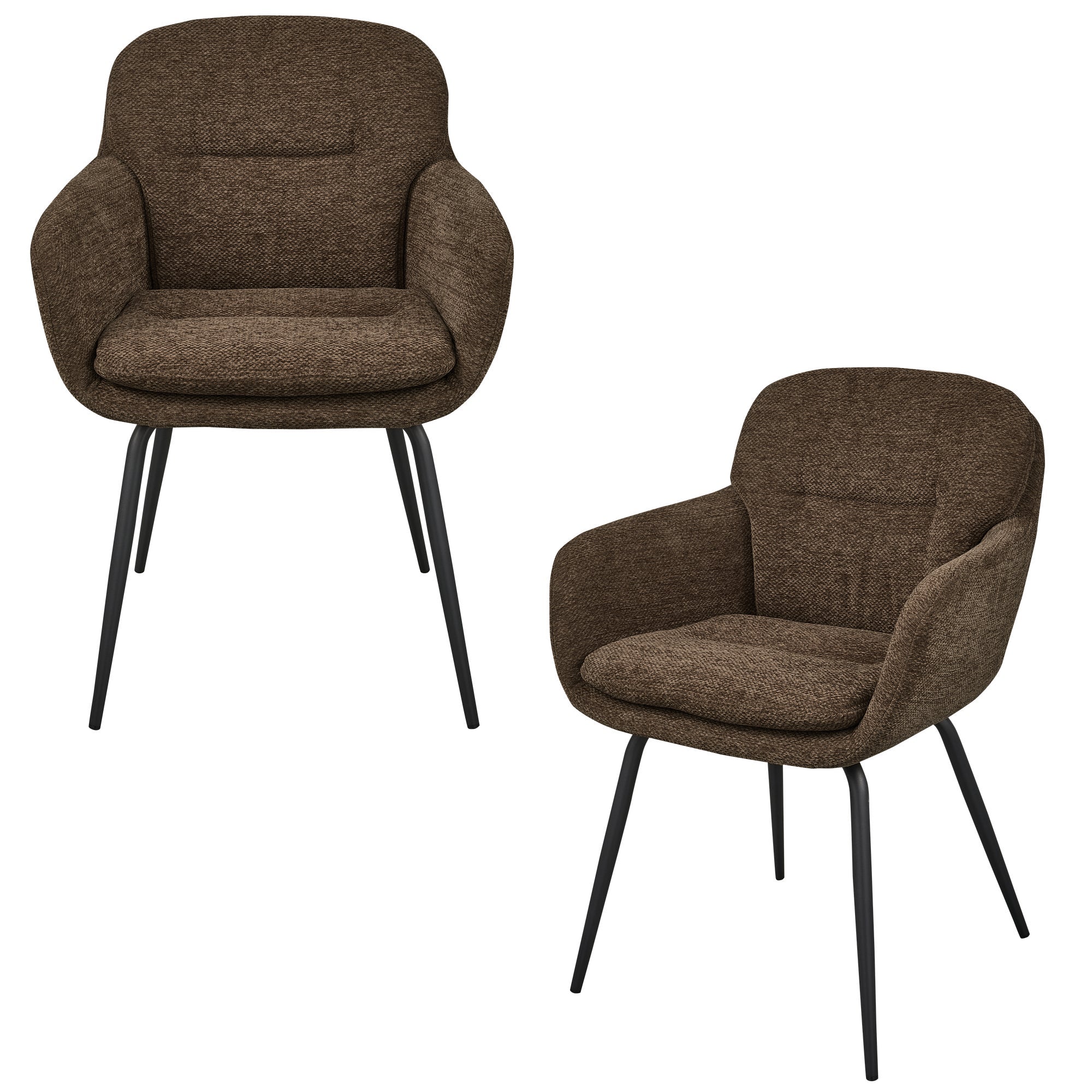 WOOOD eetkamerstoelen Runa - Polyester - Warm Bruin - Set van 2