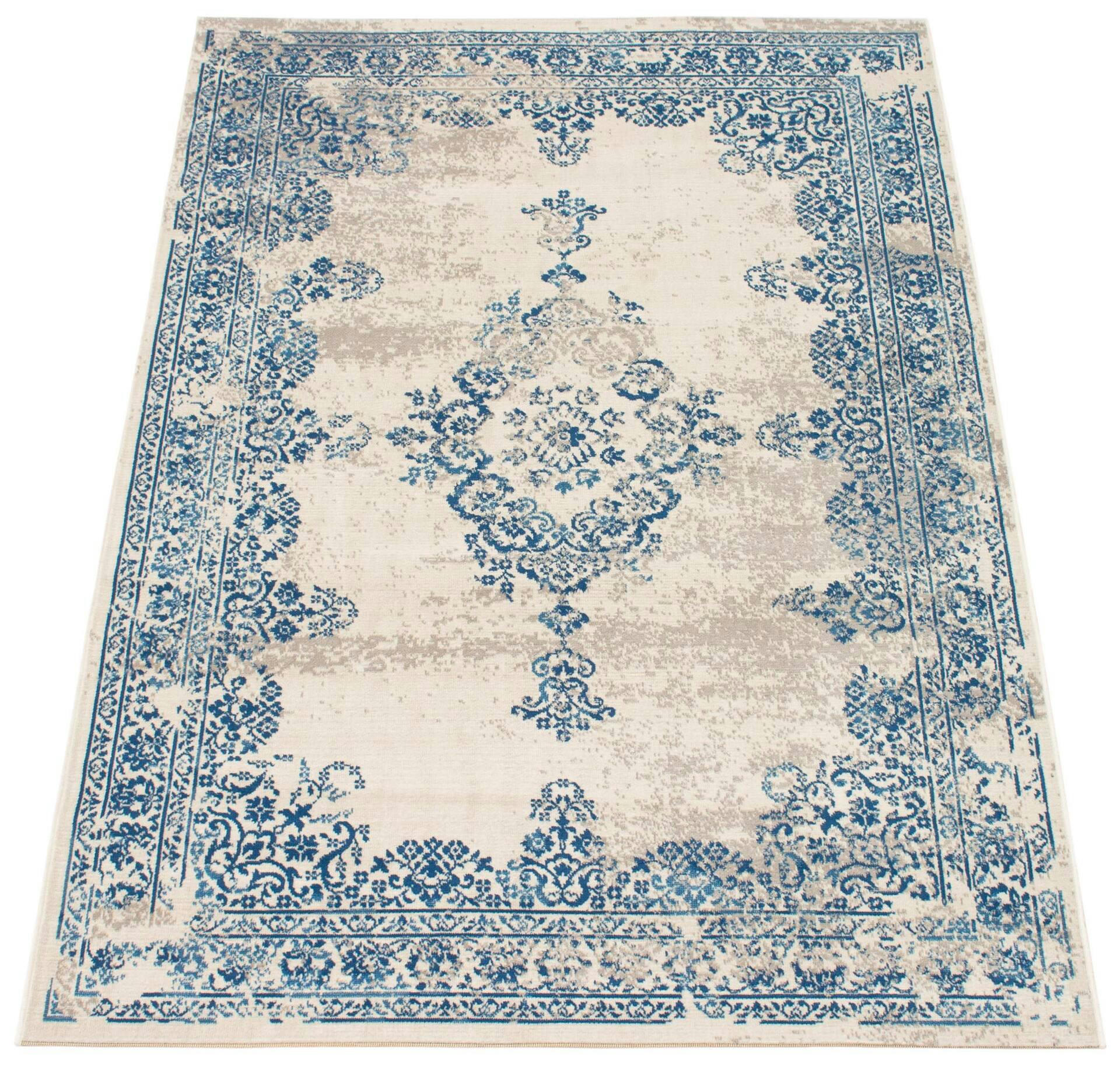 ECARPET Dahlia Indoor Area Rug, Blue, Assorted Sizes