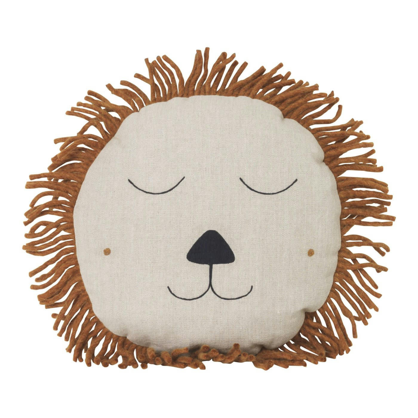 SAFARI LION - Coussin lion en laine beige
