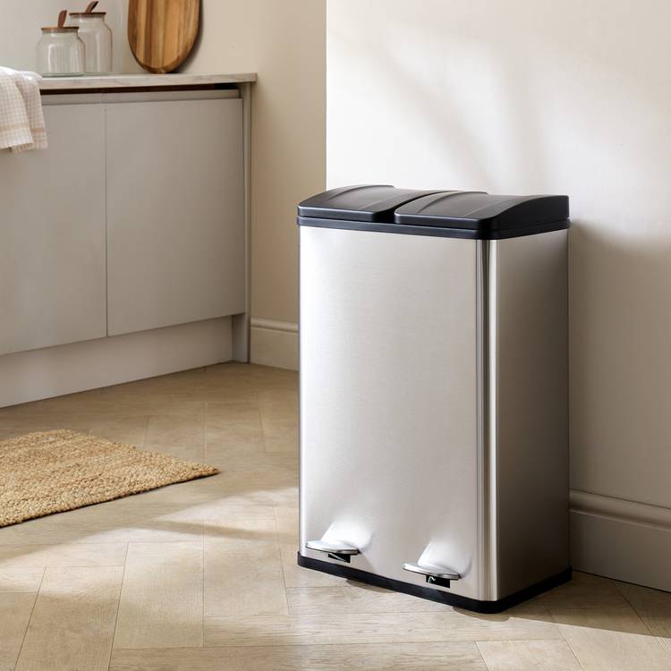 Habitat 55 Litre 2 Compartment Recycling Bin - Steel