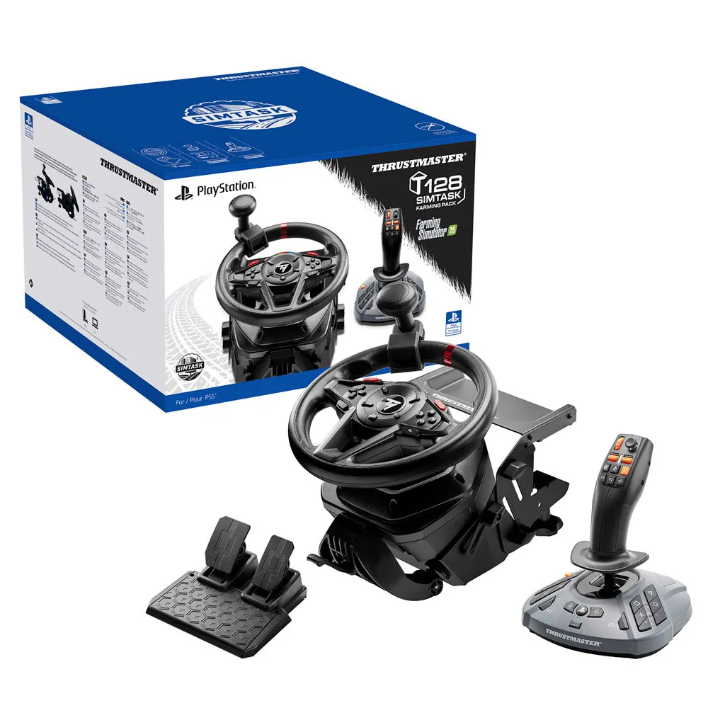 Thrustmaster T-128-P Simtask Farming Pack steering wheel and pedals