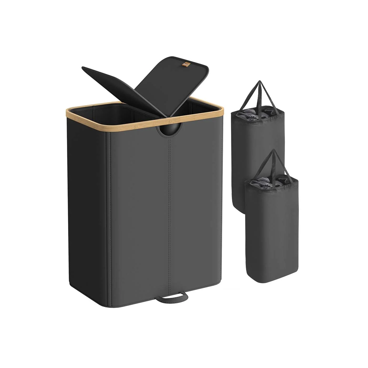 Panier à linge à deux compartiments avec couvercle