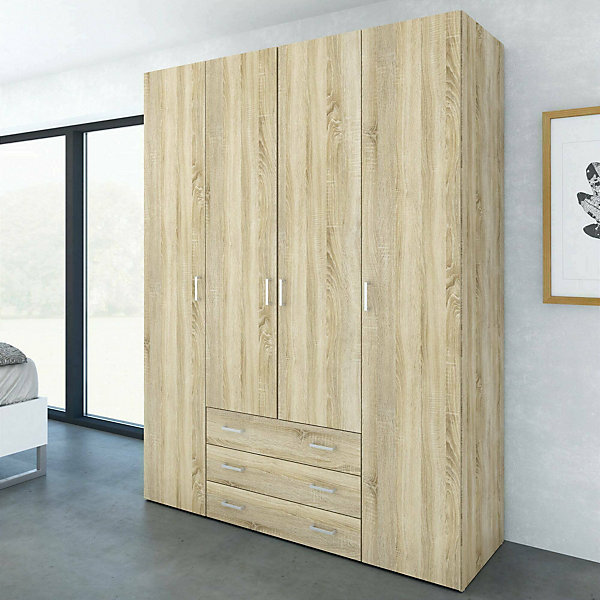 Grande Garde-robe Amoruccio, Meubles de chambre, Penderie de plain-pied, Placard à vêtements, 154x50 h200 cm, Chêne