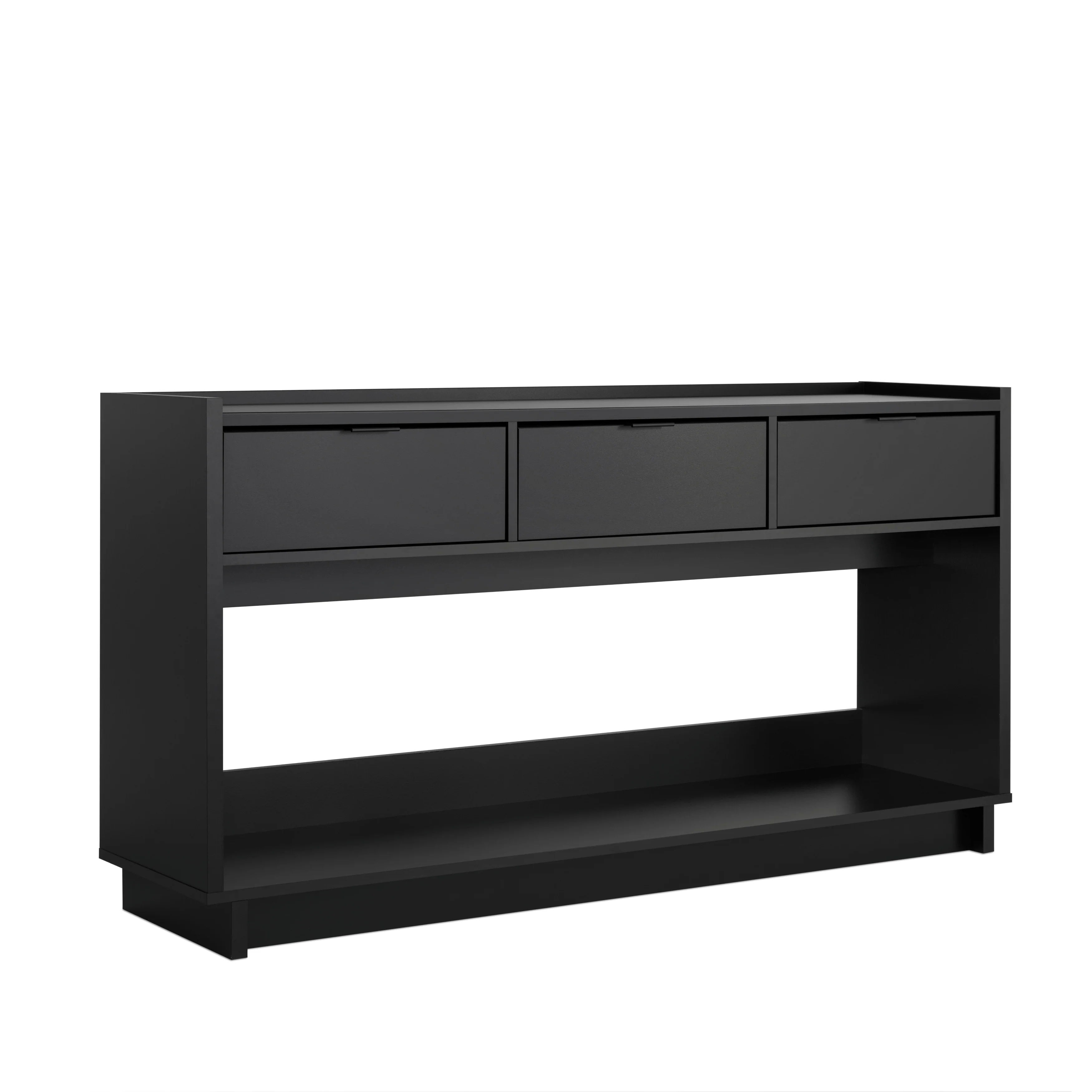 Prepac Simply Modern 60.25 W Entryway Table, Narrow Console Table with 3 Drawers, Media Console Table with Storage