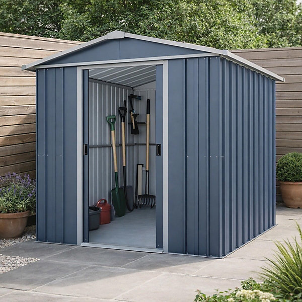 Abri de jardin métal gris 3,85 m2 Yardmaster   kit d'ancrage
