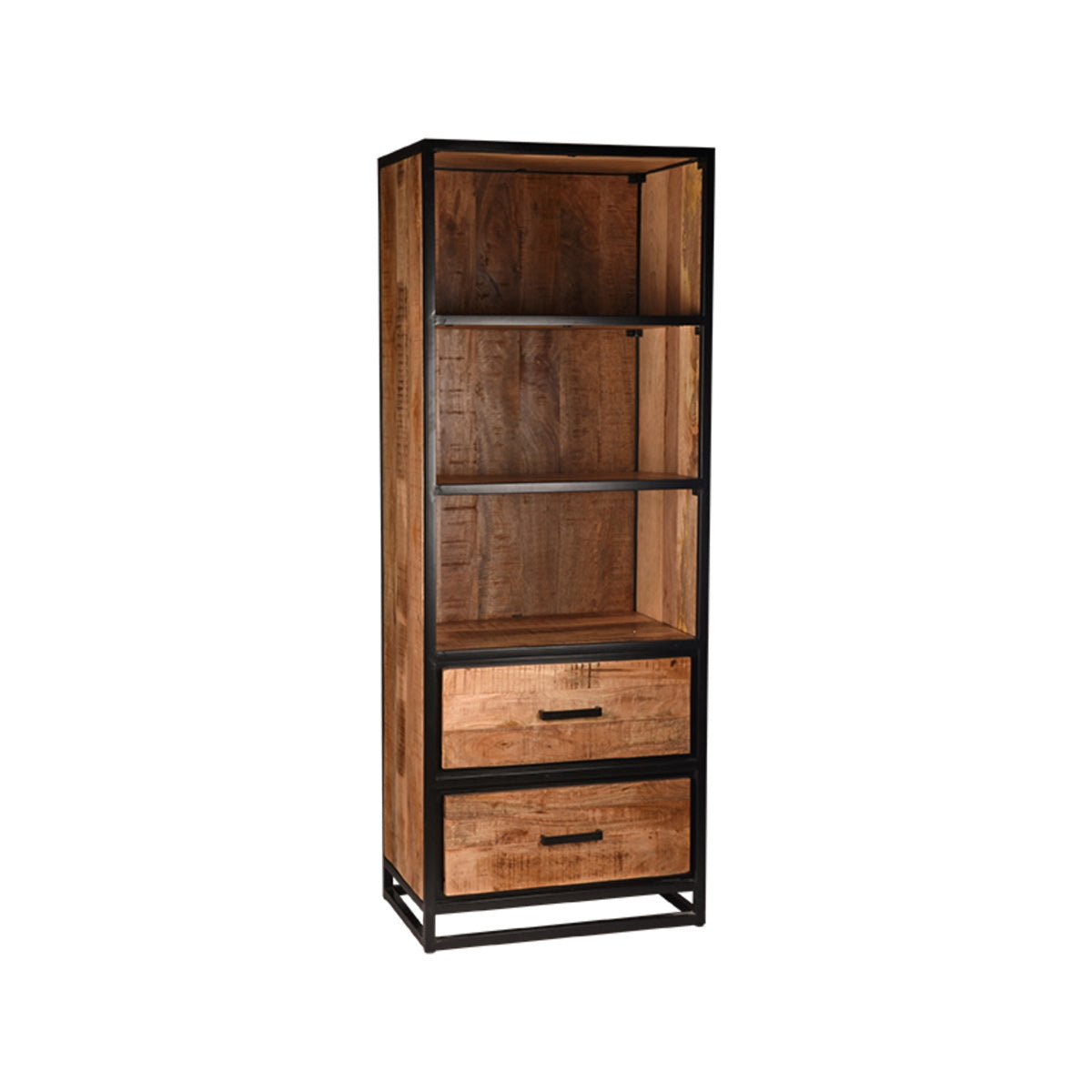 LABEL51 Boekkast Tampa - Zwart Metaal/Mangohout - 70x45x185cm
