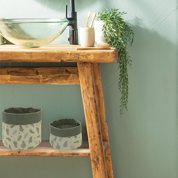2 paniers de rangement salle de bains pliables, coloris vert, Levasseur Garden
