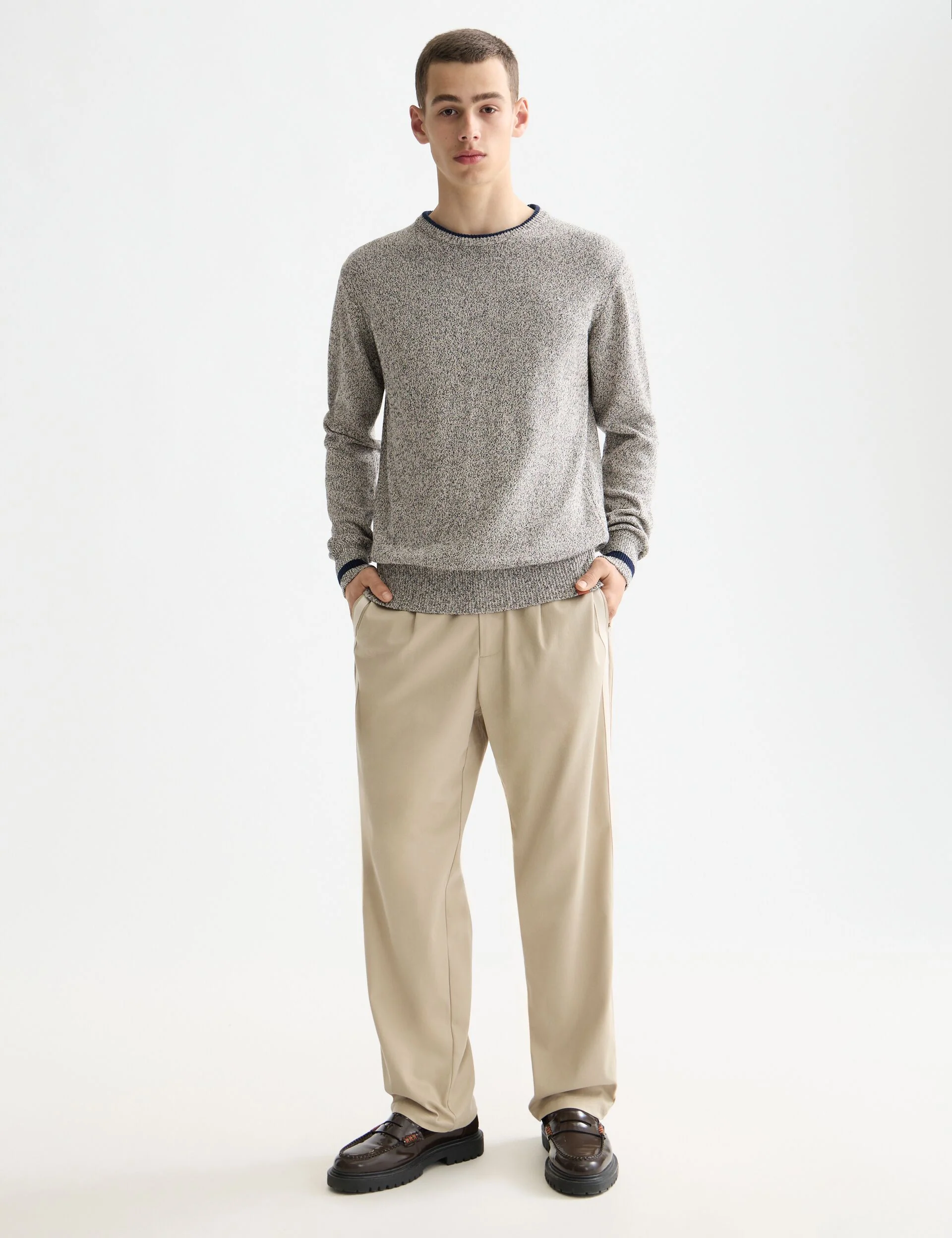 Melange regular fit crew neck