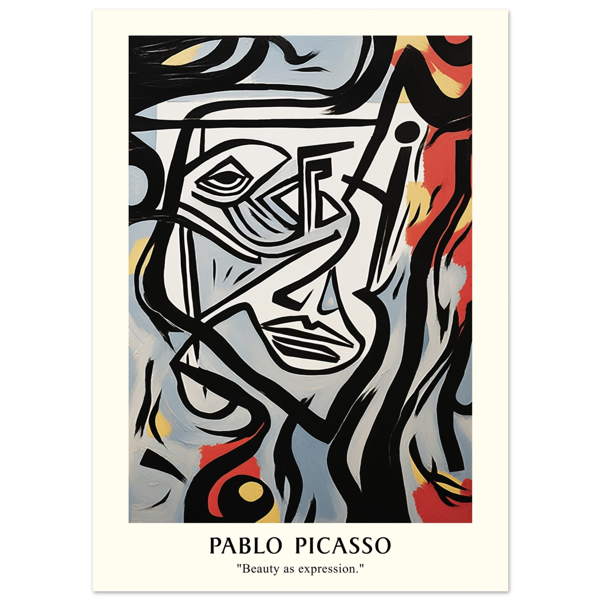 Artfulprints Poster Pablo Picasso - Beauty as expression  - 50x70 cm - Meerkleurig