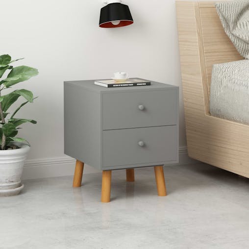 NNEVL Bedside Cabinets 2 pcs Grey 40x30x50 cm Solid Pinewood
