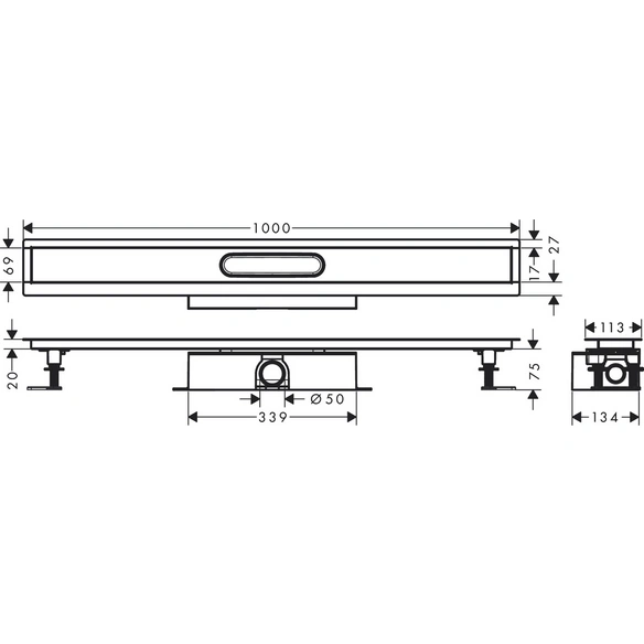 Duschrinne »uBox universal«, 1000, BxH: 13,9 x 9,5 cm