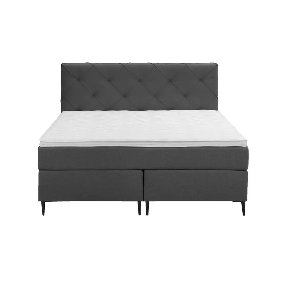 Boxspring Liv geruit - antraciet - 140x200 cm - slanke poot
